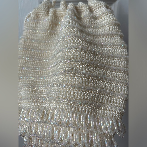 NWOT Carlo Fellini Gorgeous Vintage Cream Beaded Drawstring Evening Hand… - Picture 11 of 13